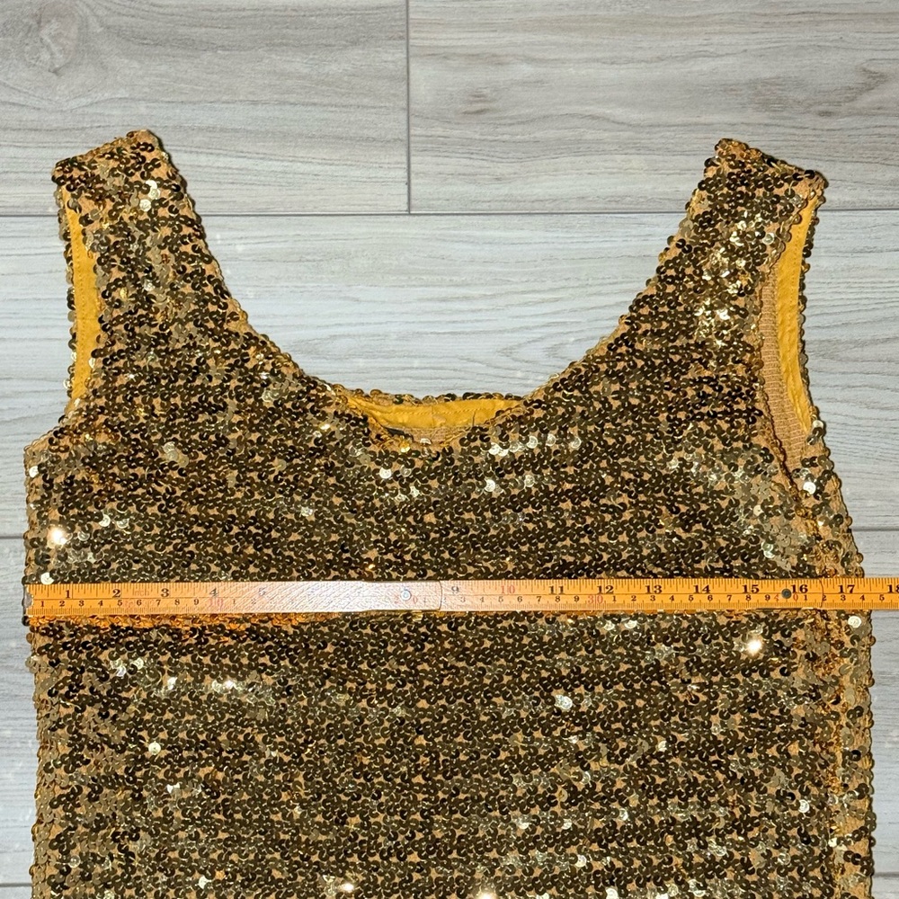 Gold Sequin Stretch Mini Party Dress MPC Vintage Large - Picture 3 of 8